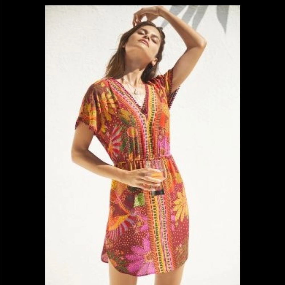 Farm Rio V-Neck CoverUp Mini Dress. Multi Colour. Size S. NWOT